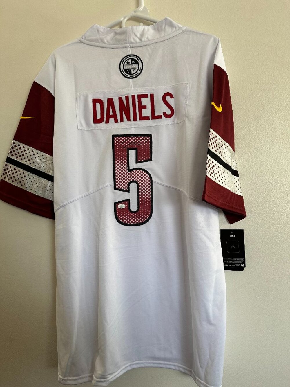 JAYDEN DANIELS SIGNED WASHINGTON COMMANDERS AUTOGRAPHED NIKE JERSEY w/COA L 14-3